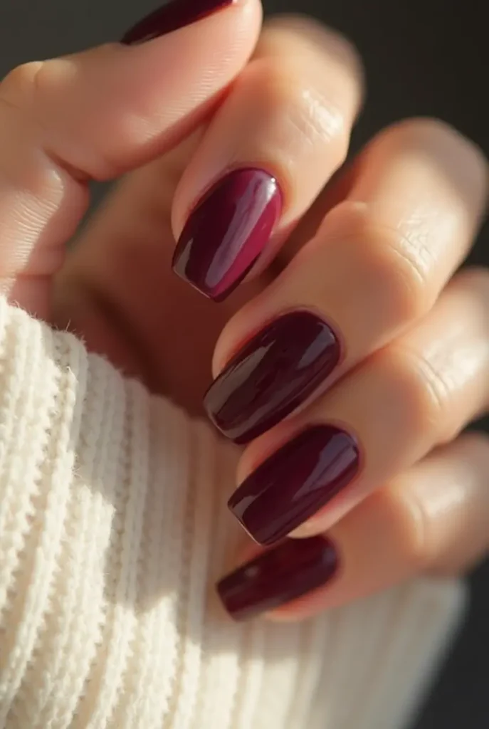 Classic Solid Burgundy Nails