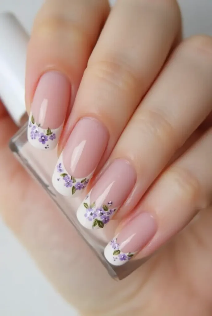 Floral French Nails